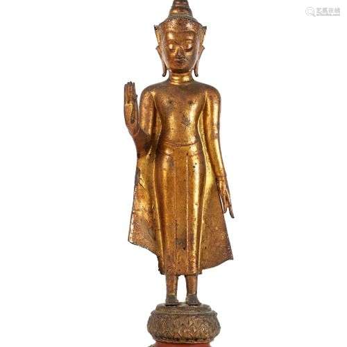 THAILANDE, début XXème siècle. Bouddha debout sur un piédest...