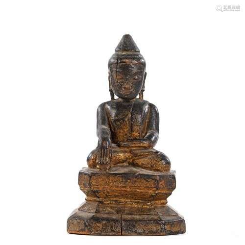 LAOS, XVIIIème / XIXème siècle. Bouddha assis sur un haut so...