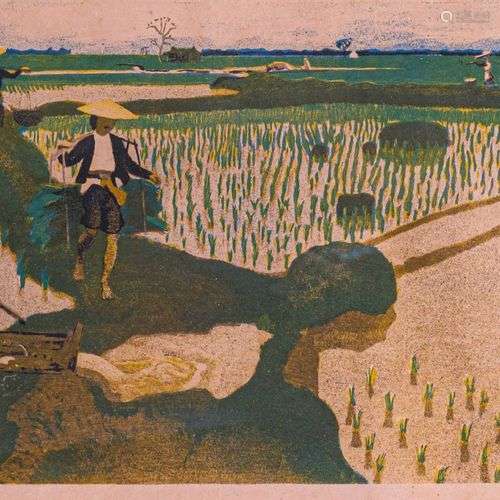 Joseph Inguimberty (1896-1971) La récolte du riz Lithographi...
