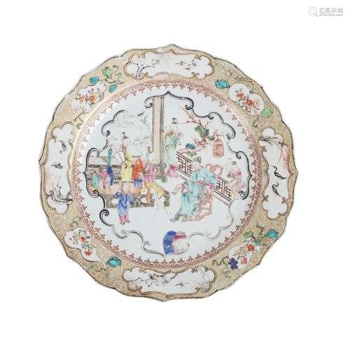 CHINE, porcelaine d'exportation, 18ème siècle. Assiette orné...