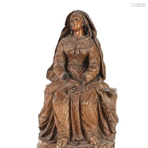 Vierge assise en bois sculpté. Portugal, XVIIIe siècle Haute...
