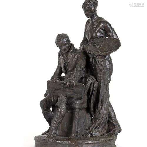 Alfred LENOIR (1850 - 1920) Allégorie des arts Bronze signé ...