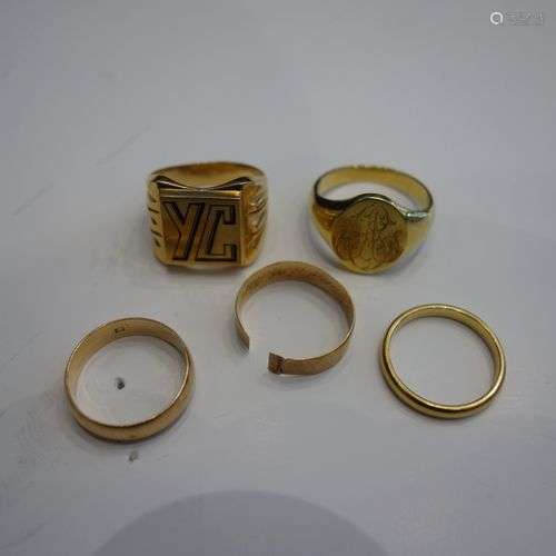 Lot en or jaune ou rose 18K (750‰ ) comprenant tro…