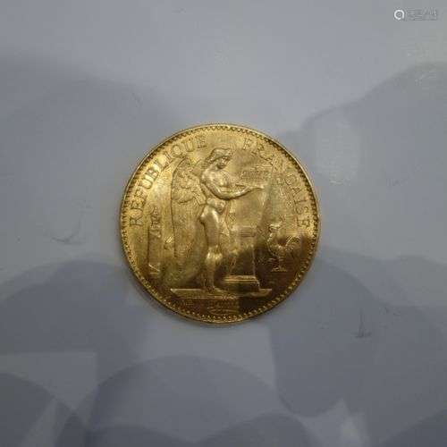 Pièce de 100 Francs en or, génie ailé. 1903. Poids…