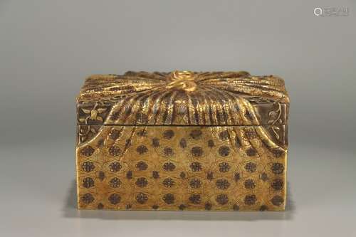 chinese gilt silver box with plum blossom pattern
