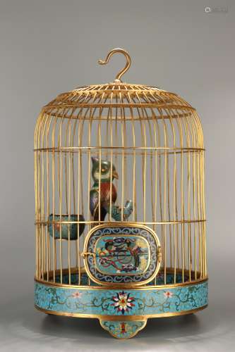 chinese gilt bronze enamel birdcage
