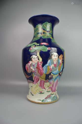chinese blue glaze porcelain hehe erxian vase