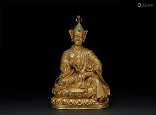 Cper-gold Statue of Guru