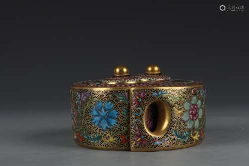 Blue Glaze  Enamel Trigrams Jar with Gold of the Qing Yongzh...