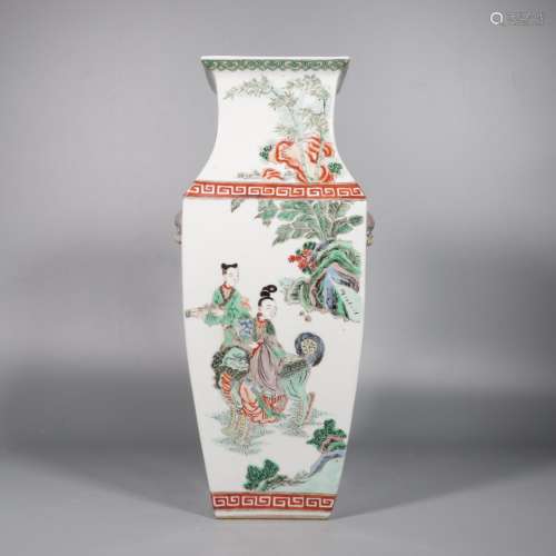Famille Rose Square Bottle with the Pattern of Figures and S...