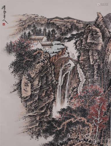 The Picture of Landscapeand and Figure Painted by Huang Qiuy...