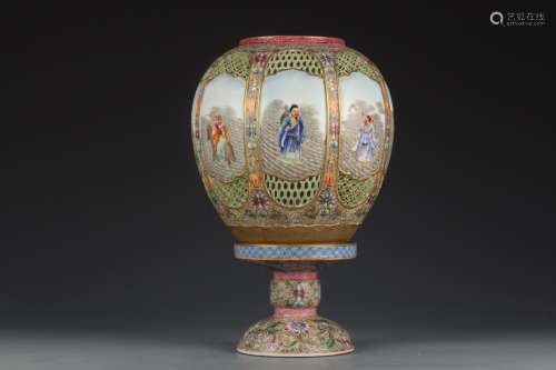 Famille Rose The Eight Immortals Palace Lantern with Hollow ...