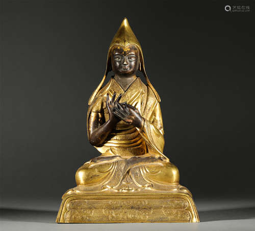 Copper-gold Tsongkhapa of the Qing Dynasty