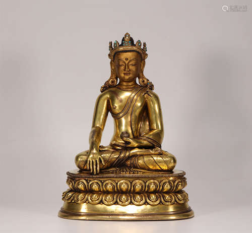 Copper-gold Medicine Master Buddha of the Qing Dynasty