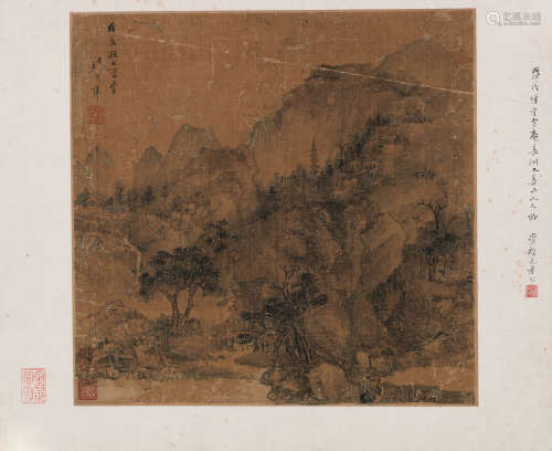 盛茂烨（明） 戊辰（1628）年作 策杖访友 镜片 设色绢本