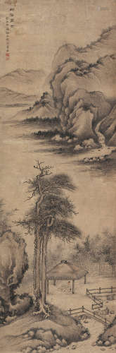 吴岳 癸丑（1913）年作 松荫高士 立轴 设色纸本
