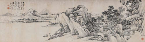 张熊 丙子（1876）年作 仿文徵明笔意 横披 水墨纸本