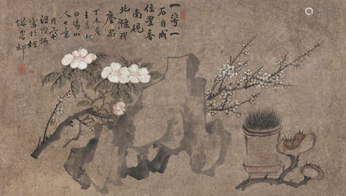 汪增炳 丁未（1907）年作 拟白阳山人笔意 立轴 设色纸本