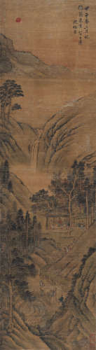 沈恒吉（明）（款） 甲子（1444）年作 游春图 立轴 设色绢本