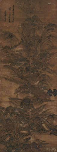 姜隐（明） 己卯（1579）年作 仿范中立笔意 立轴 设色绢本