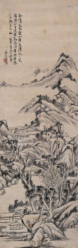 张士保 辛酉（1861）年作 山居图 镜片 水墨纸本