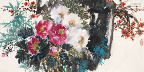 林墉 戊辰（1988）年作 花卉 镜片 设色纸本