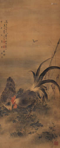 高奇峰 戊申（1908）年作 双吉图 立轴 设色绢本