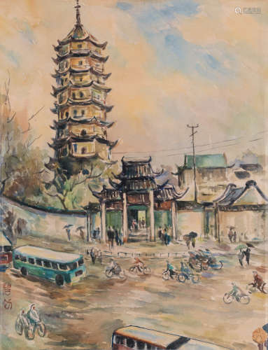 周碧初（1903～1995） 街景 纸本水彩
