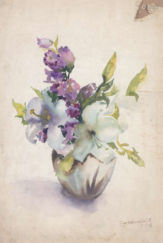 方君璧（1898～1986） 花 纸本水彩