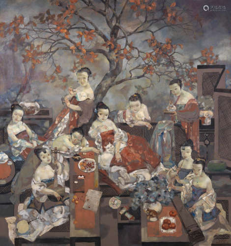 王毓安（b.1958） 2007年作 九美风华图 布面油画