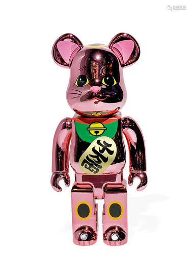 BE@RBRICK 2021年作 粉色招财猫 千万两400% 彩绘PVC