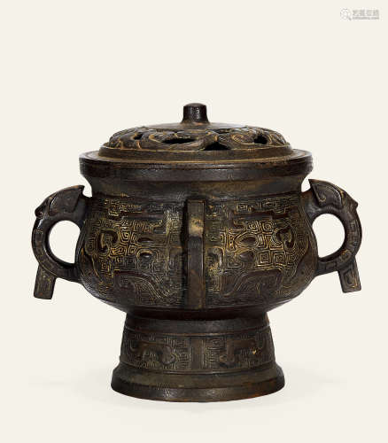 清中期 铜簋式炉
