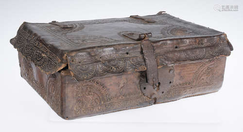 Embossed leather case. Peru. 18th centurybrEmbossed leather ...