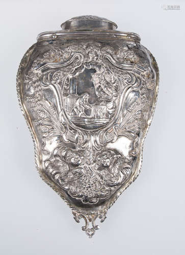 Embossed silver home stoup. Colonial work. Mexico or Peru. 1...