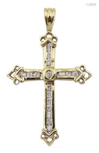 9ct gold diamond cross pendant