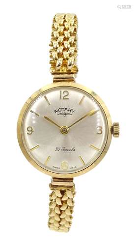 Rotary 9ct gold ladies manual wind bracelet wristwatch