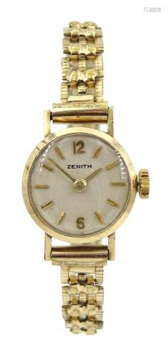 Zenith 9ct gold watch on gold-plated bracelet