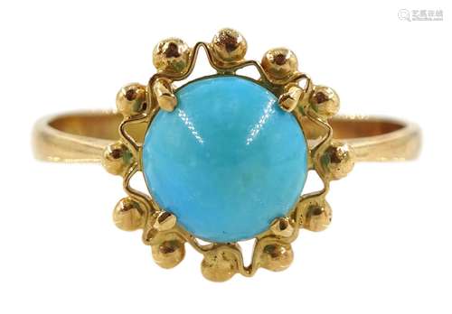 Gold circular turquoise ring