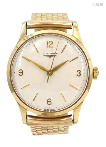 Longines 9ct gold manual wristwatch with 9ct gold strap hall...