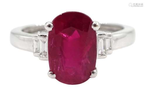 18ct white gold oval ruby ring