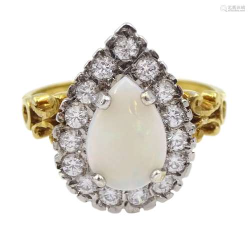 Silver-gilt opal and cubic zirconia cluster ring