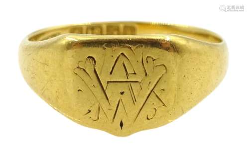 18ct gold signet ring London 1906