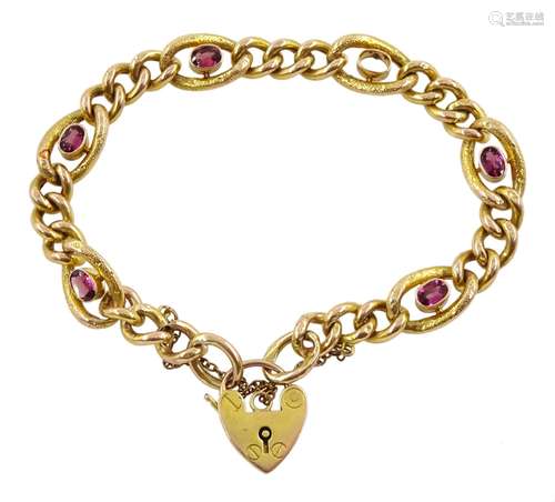 Early 20th century gold garnet link bracelet