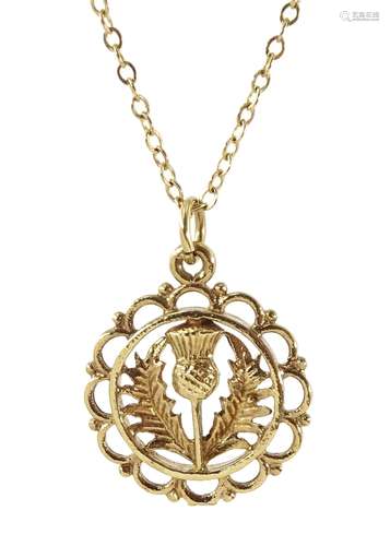 9ct gold thistle pendant necklace