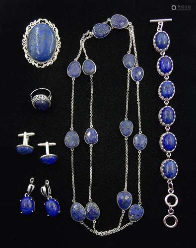 Collection of Lapis lazuli jewellery including faceted bead ...