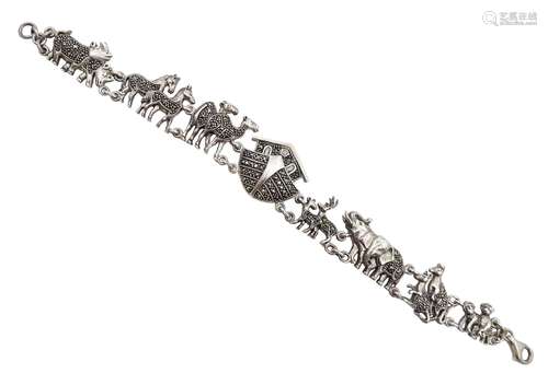 Silver marcasite Noah's Ark bracelet