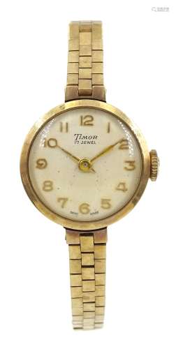 Timor 9ct gold ladies manual wind bracelet wristwatch