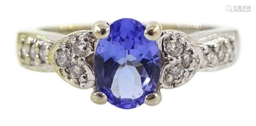 White gold oval tanzanite ring