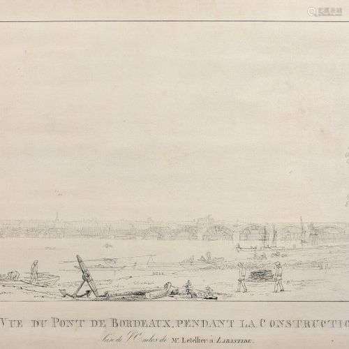 Raimond BRASCASSAT(Bordeaux 1804 - Paris 1867) Vue du pont d...