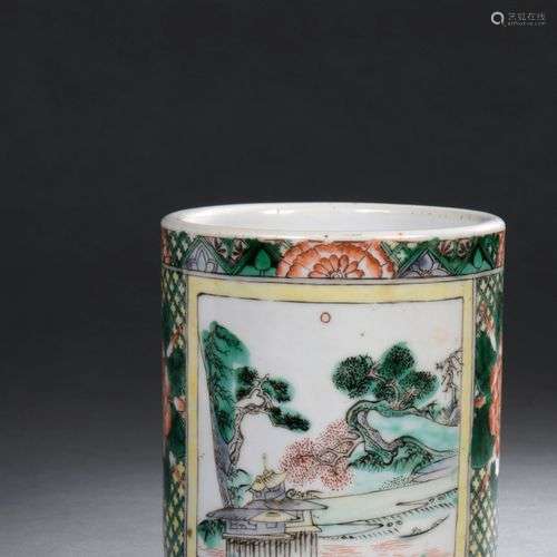 CHINE, XIXe siècle Porte-pinceaux cylindrique en porcelaine ...